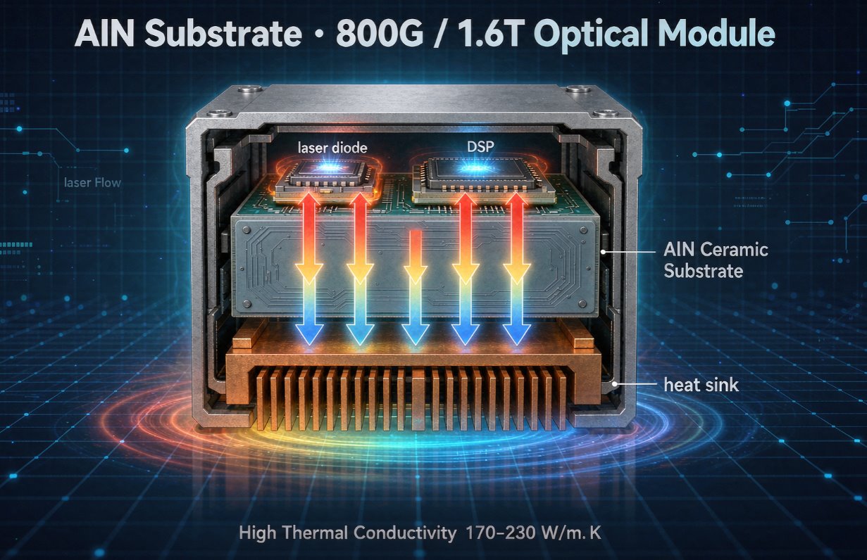aluminum nitride optical module substrate